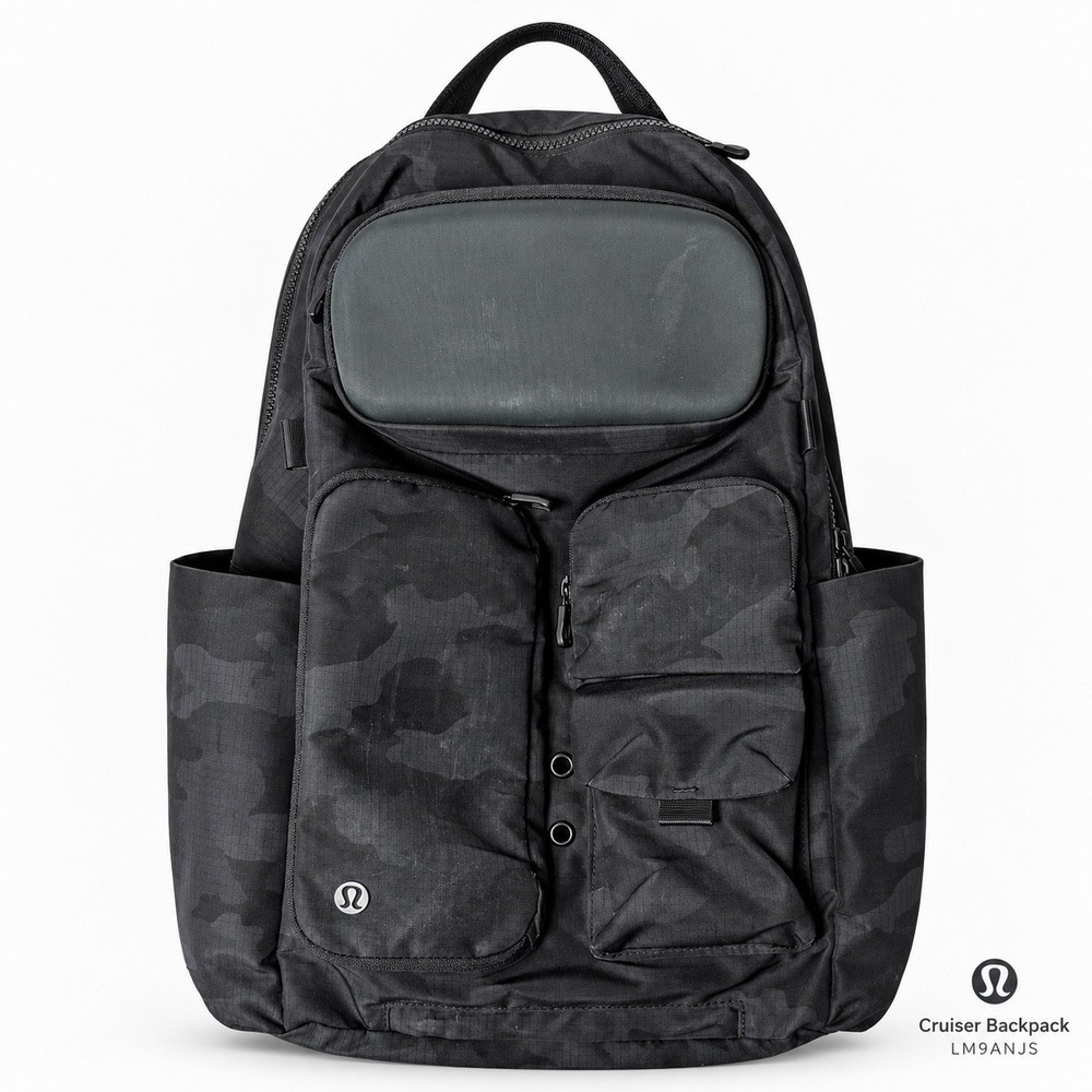 Lululemon Cruiser Backpack 23L Black Camo Ripstop Laptop Gym Travel Bag LM9ANJS